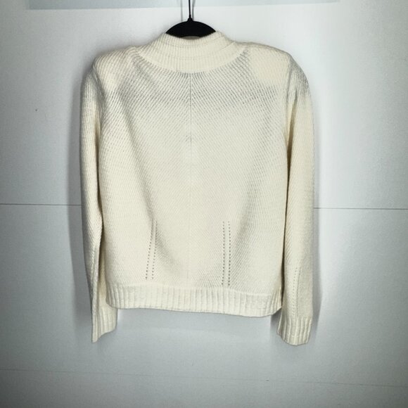 NWT The Cashmere Project Zip Textured Bomber Sweater in Frost White - Picture 2 of 12